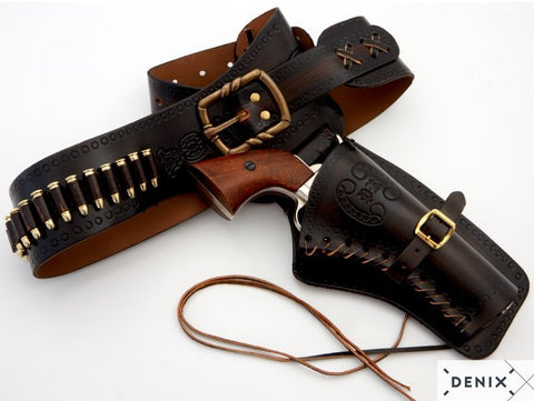 LEATHER WESTERN HOLSTER WITH 24 FAKE BRASS ROUNDS